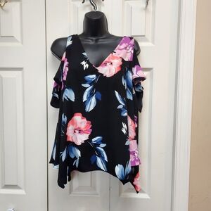 [M] Necessary Objects Drop Shoulder Top Blouse Pink Blue Black Size Medium